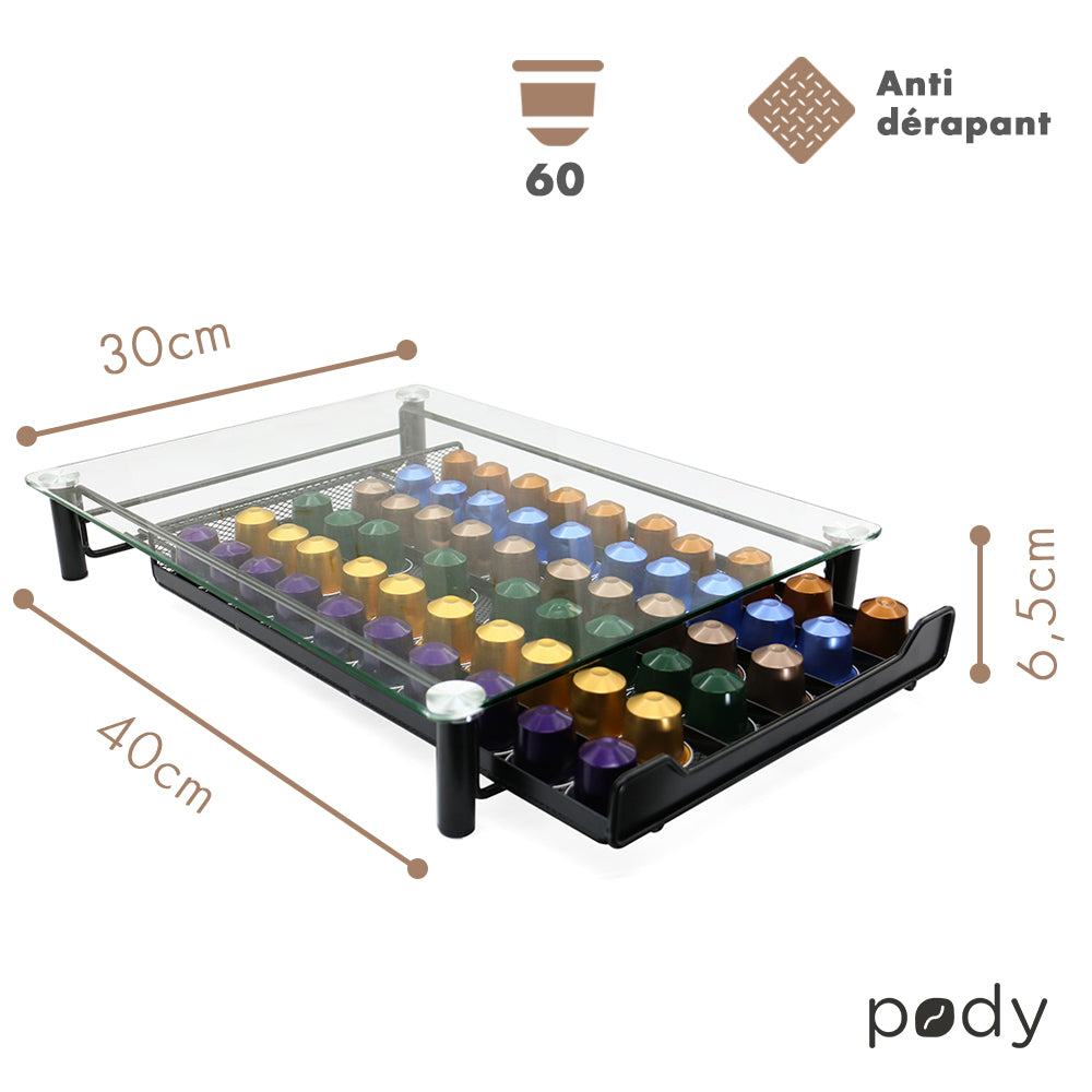 Rangement tiroir "Verrière" pour capsules de café Nespresso Classique et Vertuo